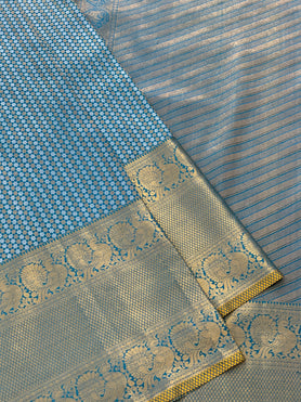 Kanjeevaram Silk Saree Teal-Blue In Colour