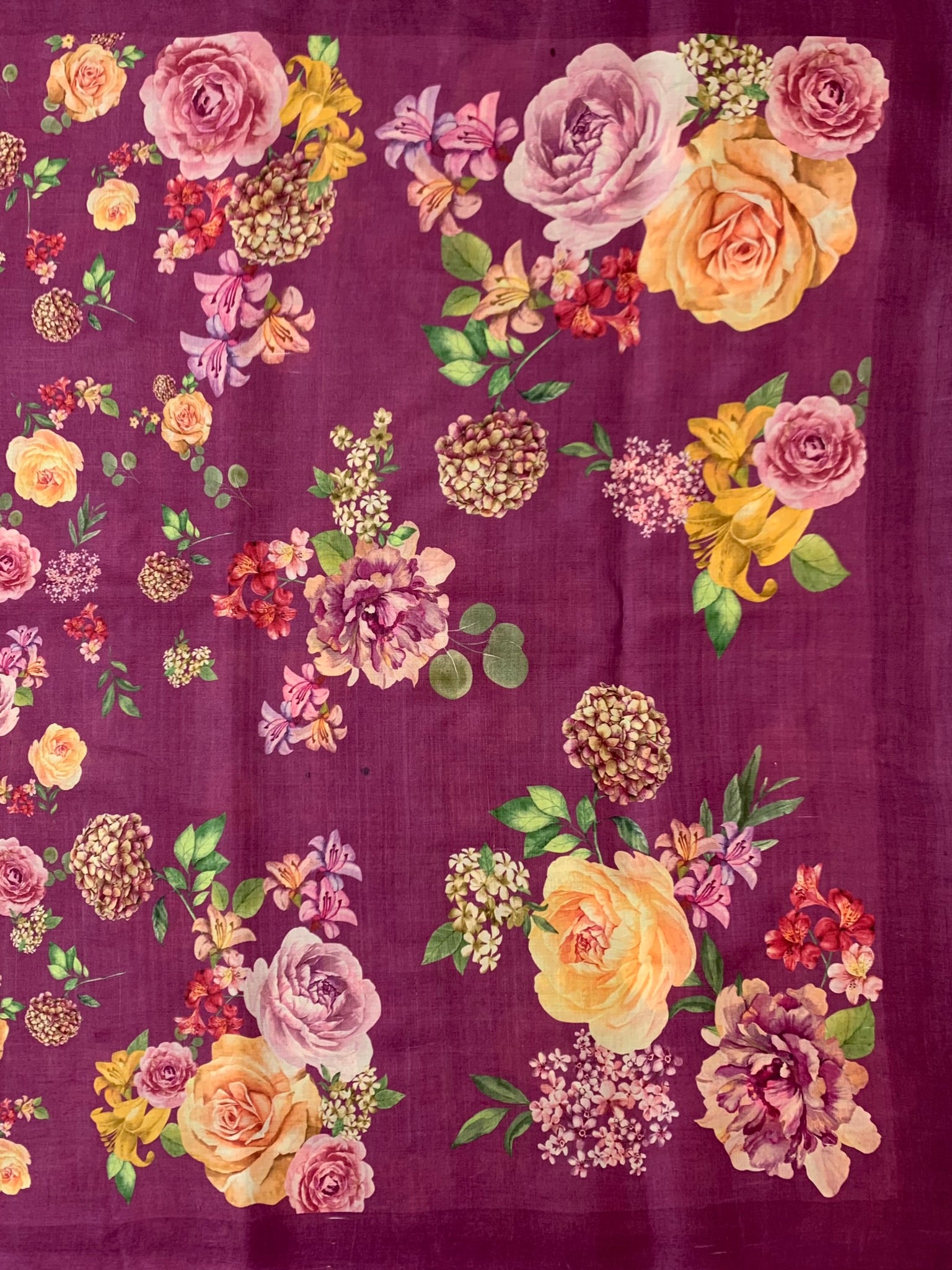 Tussore Printed Magenta-Pink In Colour