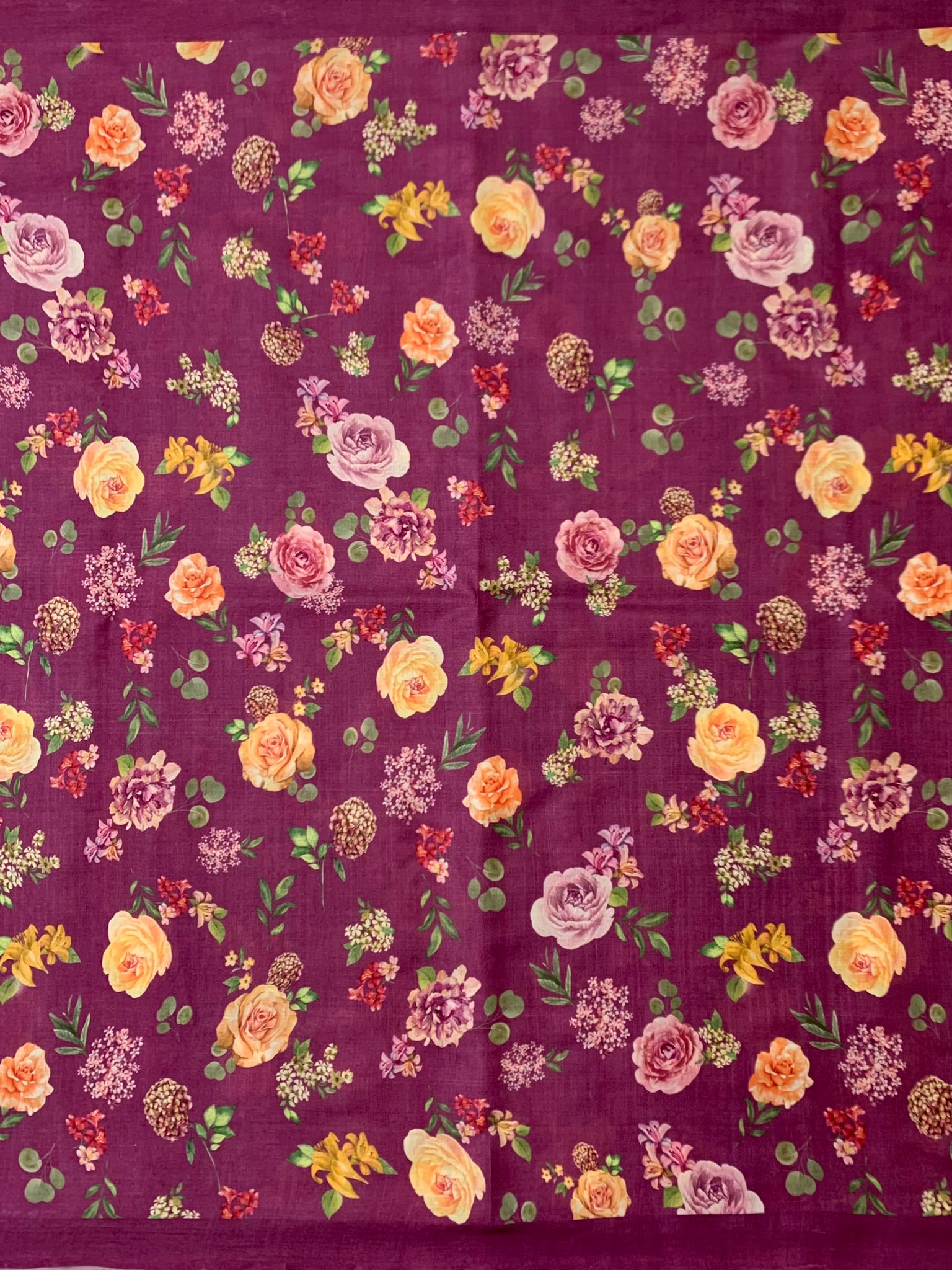 Tussore Printed Magenta-Pink In Colour