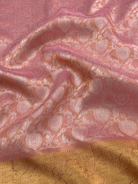 Kanjeevaram Silk Saree Peach In Colour