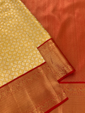 Kanjeevaram Silk Saree Golden In Colour