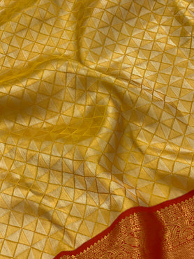 Kanjeevaram Silk Saree Golden In Colour