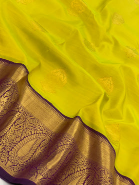 Kanjeevaram Silk Saree Lemon-Green In Colour