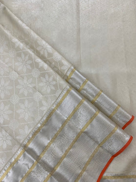Kanjeevaram Silk Saree Cream In Colour