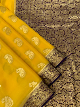 Mysore Silk Saree Yellow In Colour