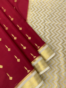Mysore Silk Saree Maroon In Colour