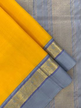 Kanjeevaram Silk Saree Yellow In Colour