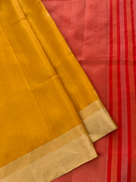 Soft Silk Saree Dark-Mustard In Colour