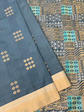 Soft Silk Saree Dark-Grey In Color