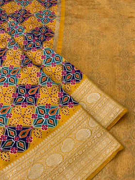Chiniya Silk Saree Mustard In Colour
