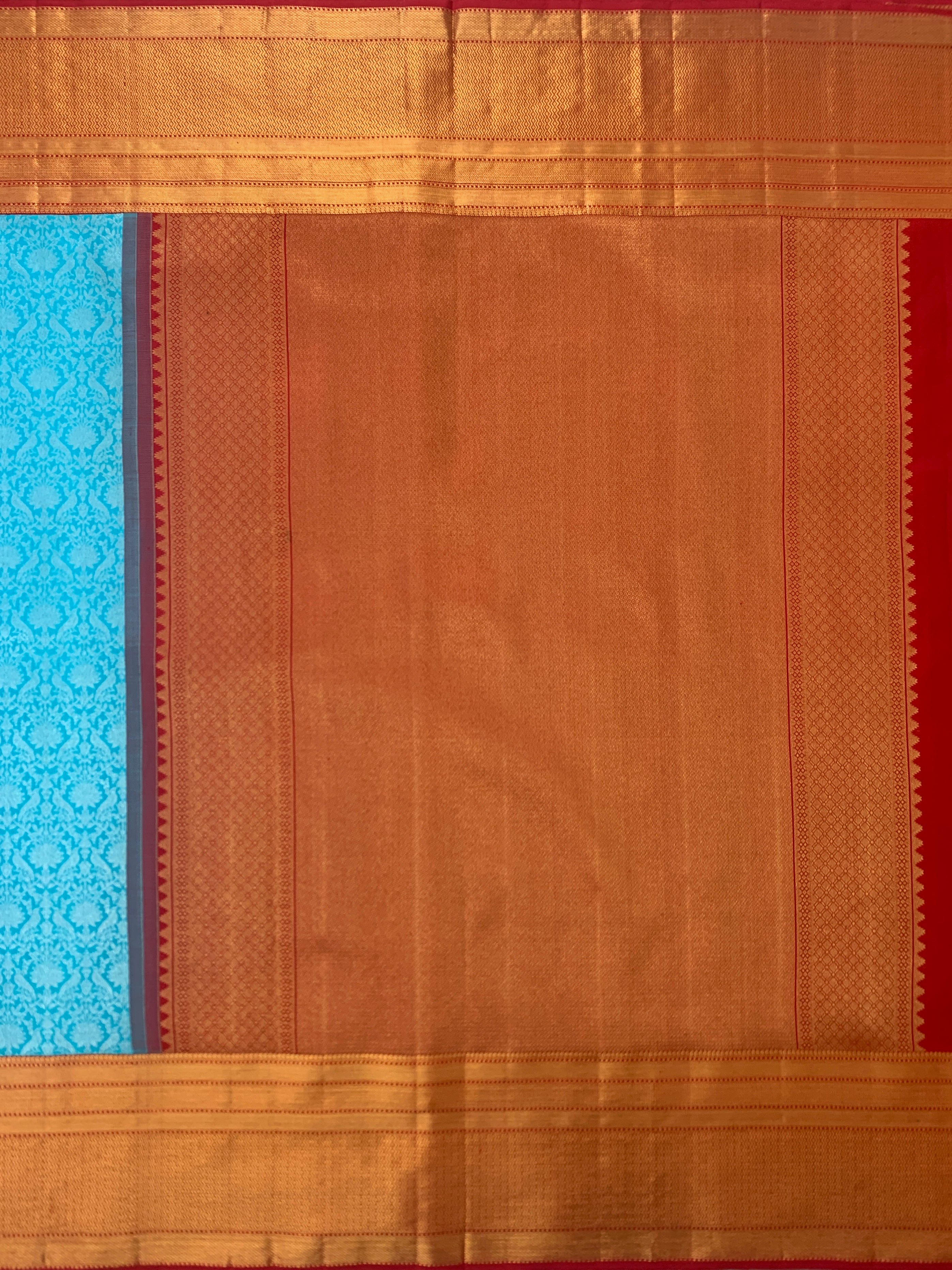 Kanjeevaram Silk Saree Turquoise-Blue In Colour