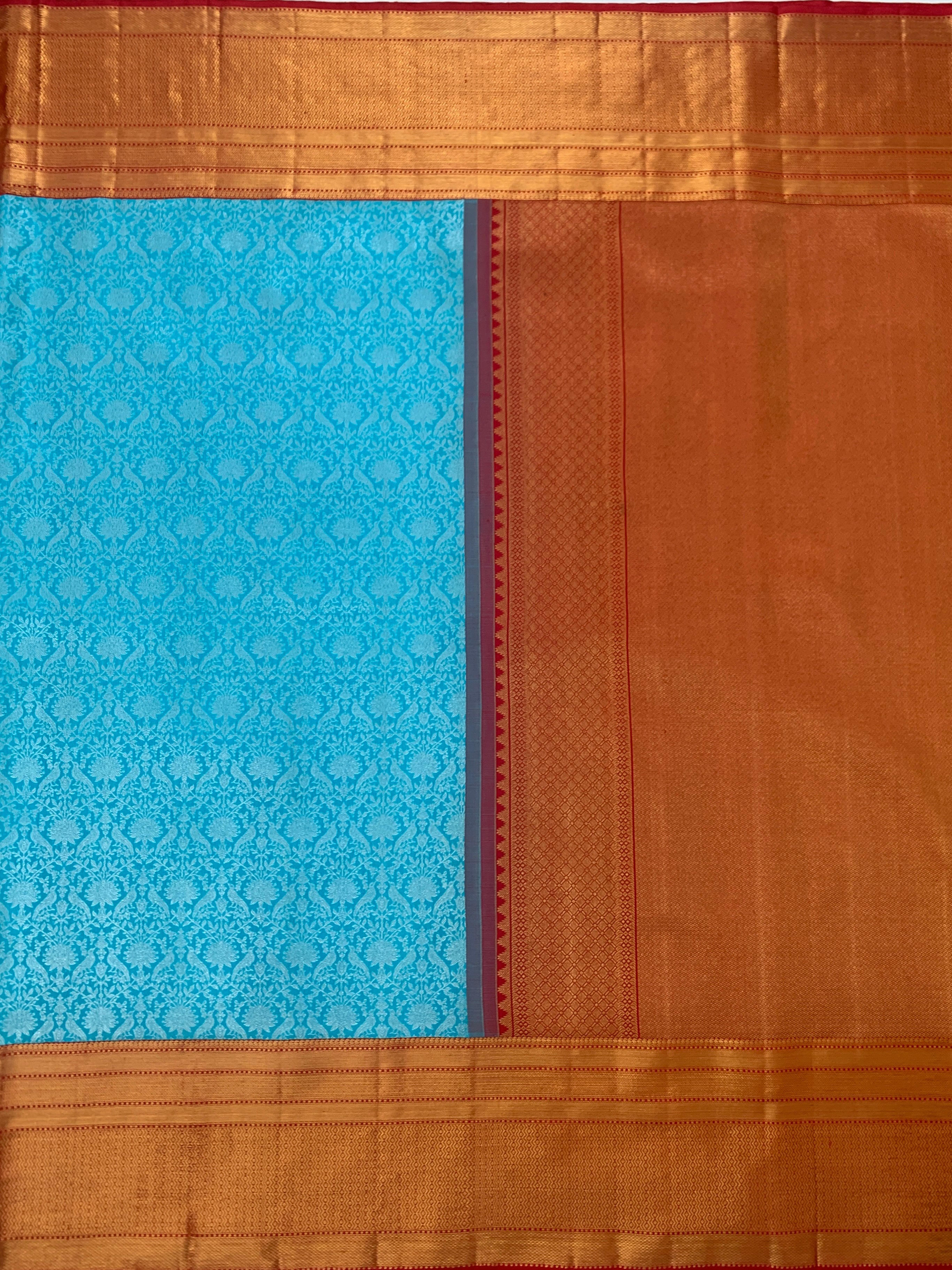 Kanjeevaram Silk Saree Turquoise-Blue In Colour
