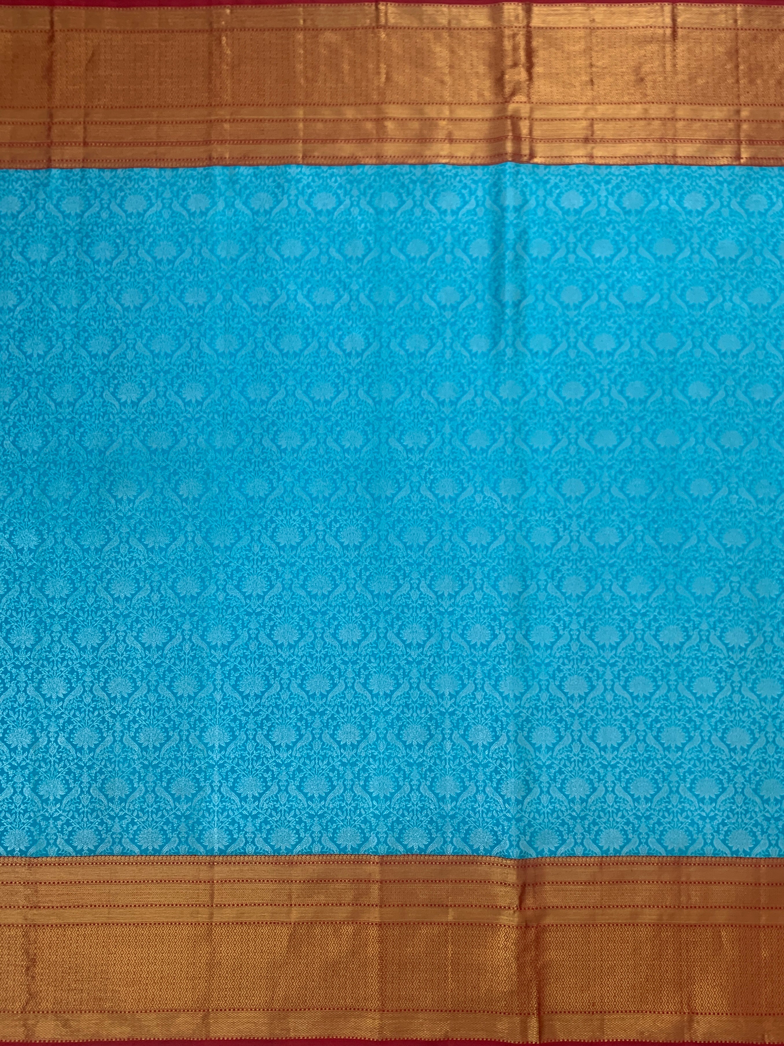 Kanjeevaram Silk Saree Turquoise-Blue In Colour