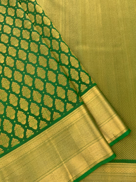 Kanjeevaram Silk Saree Bottle-Green In Colour