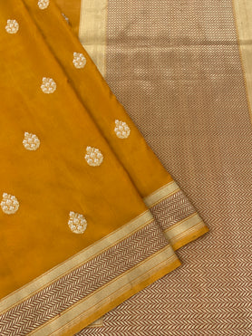 Banarasi Kadwa Weave Silk Saree Dark-Mustard In Colour