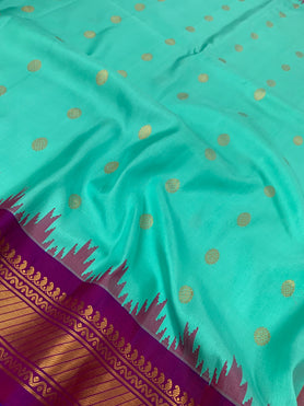 Gadwal Pattu Saree Pastel-Blue In Colour