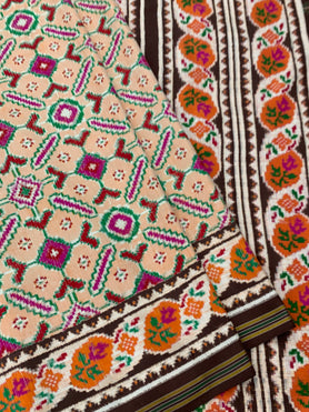 Patan Patola Saree Light-Peach In Colour