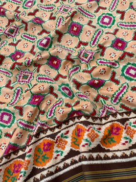 Patan Patola Saree Light-Peach In Colour