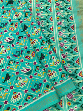 Patan Patola Saree Sea-Green In Colour