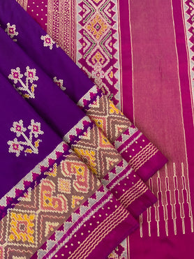Ikat Aari Work Saree Purple In Colour