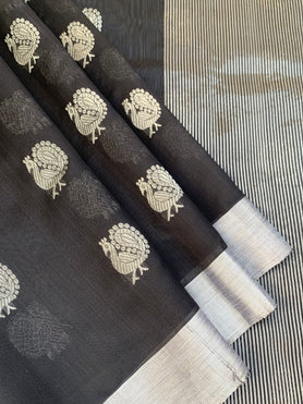 Chanderi Silk Saree Black In Colour