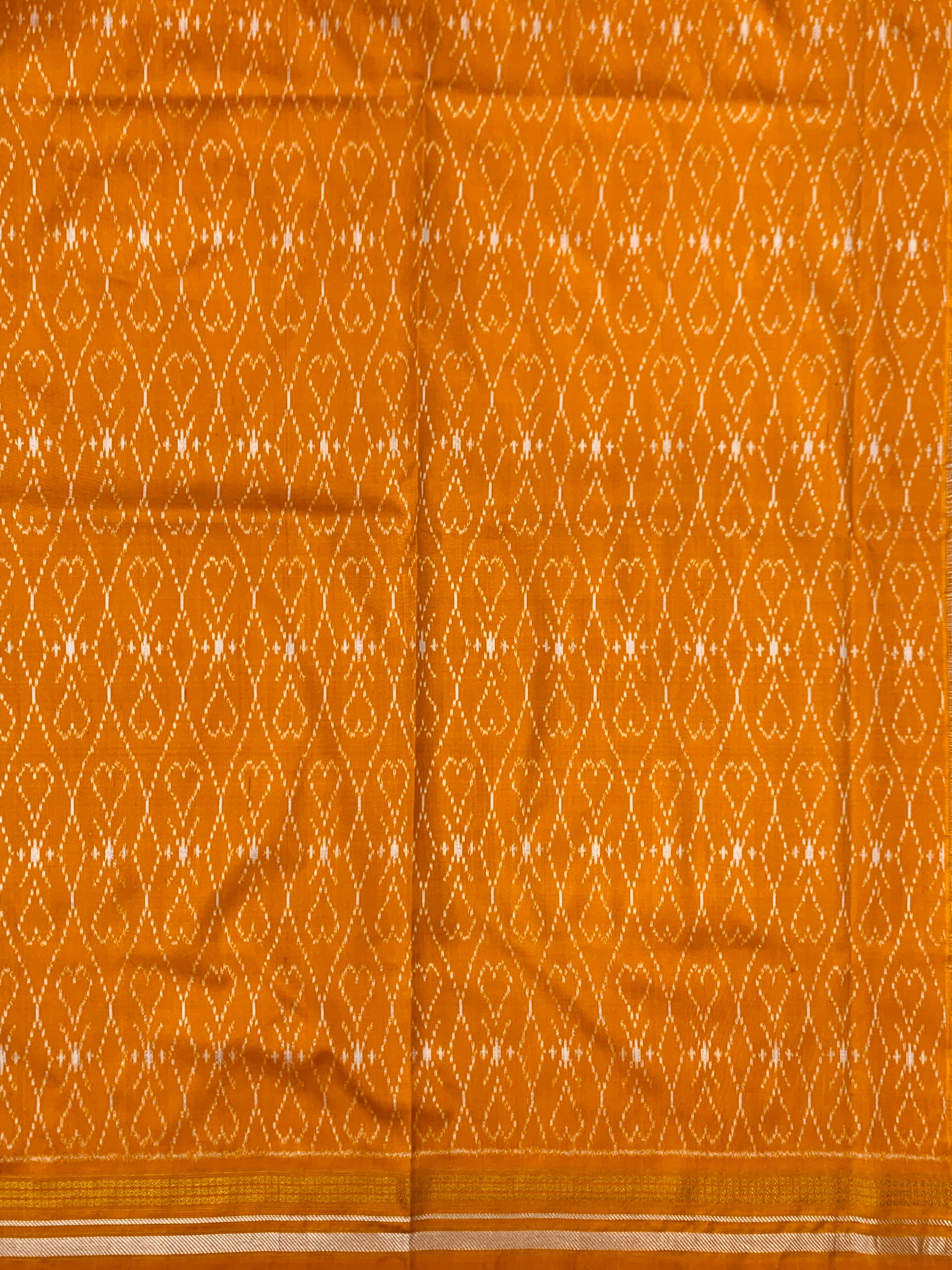 Mustard Yellow Handloom Ikat Silk Saree with Geometric Blouse