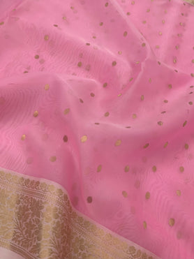 Chanderi Kora Saree Pastel-Pink In Colour