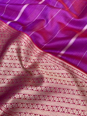 Chanderi Cotton Silk Saree Purple In Colour