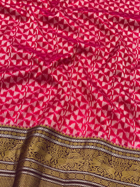 Kanjeevaram Ikat Saree Pink In Colour