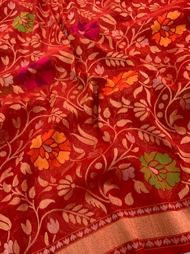 Jamdani Saree Red In Colour