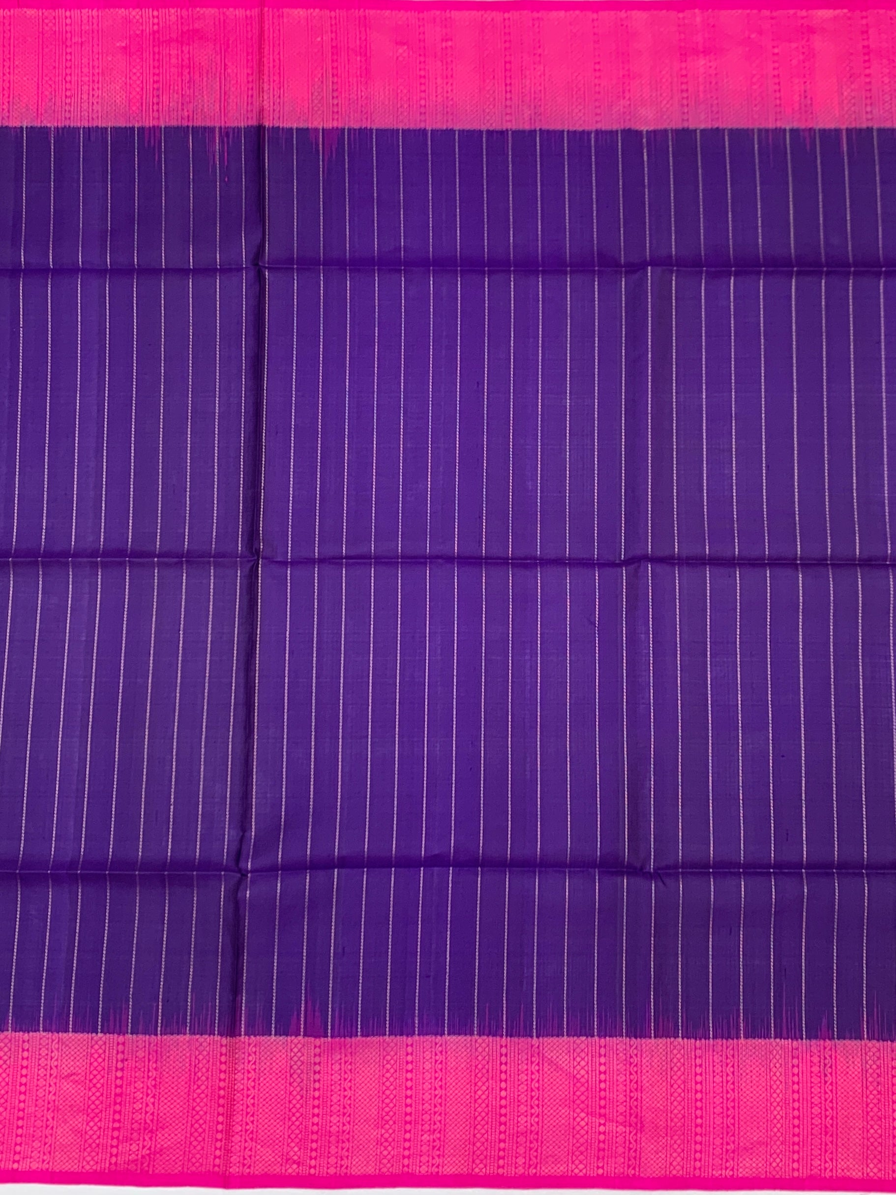 Royal Indigo & Rani Pink Soft Silk Saree with Zari Pinstripes
