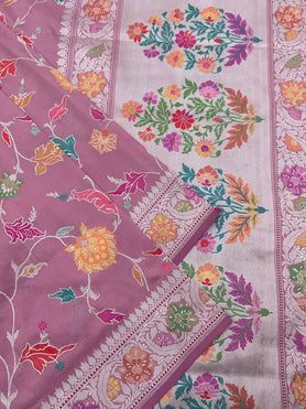 Banarasi Kadwa Weave Silk Saree Light-Pink In Colour