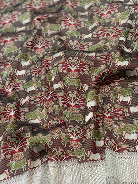 Banarasi Kadwa Weave Silk Saree Brown In Colour