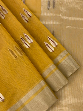 Chanderi Cotton Silk Saree Mustard In Colour