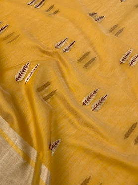 Chanderi Cotton Silk Saree Mustard In Colour