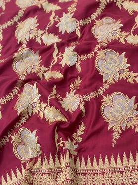 Banarasi Kadwa Weave Silk Saree Maroon In Colour