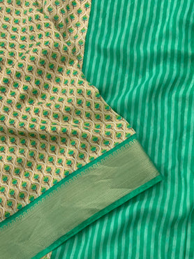 Soft Cotton Silk Prints Saree Beige In Colour