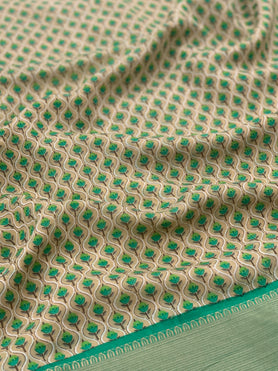 Soft Cotton Silk Prints Saree Beige In Colour