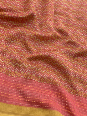 Cotton Prints Saree Peach In Colour