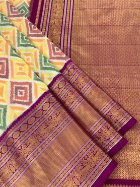 Kanjeevaram Ikat Silk Saree In Multi-Colour