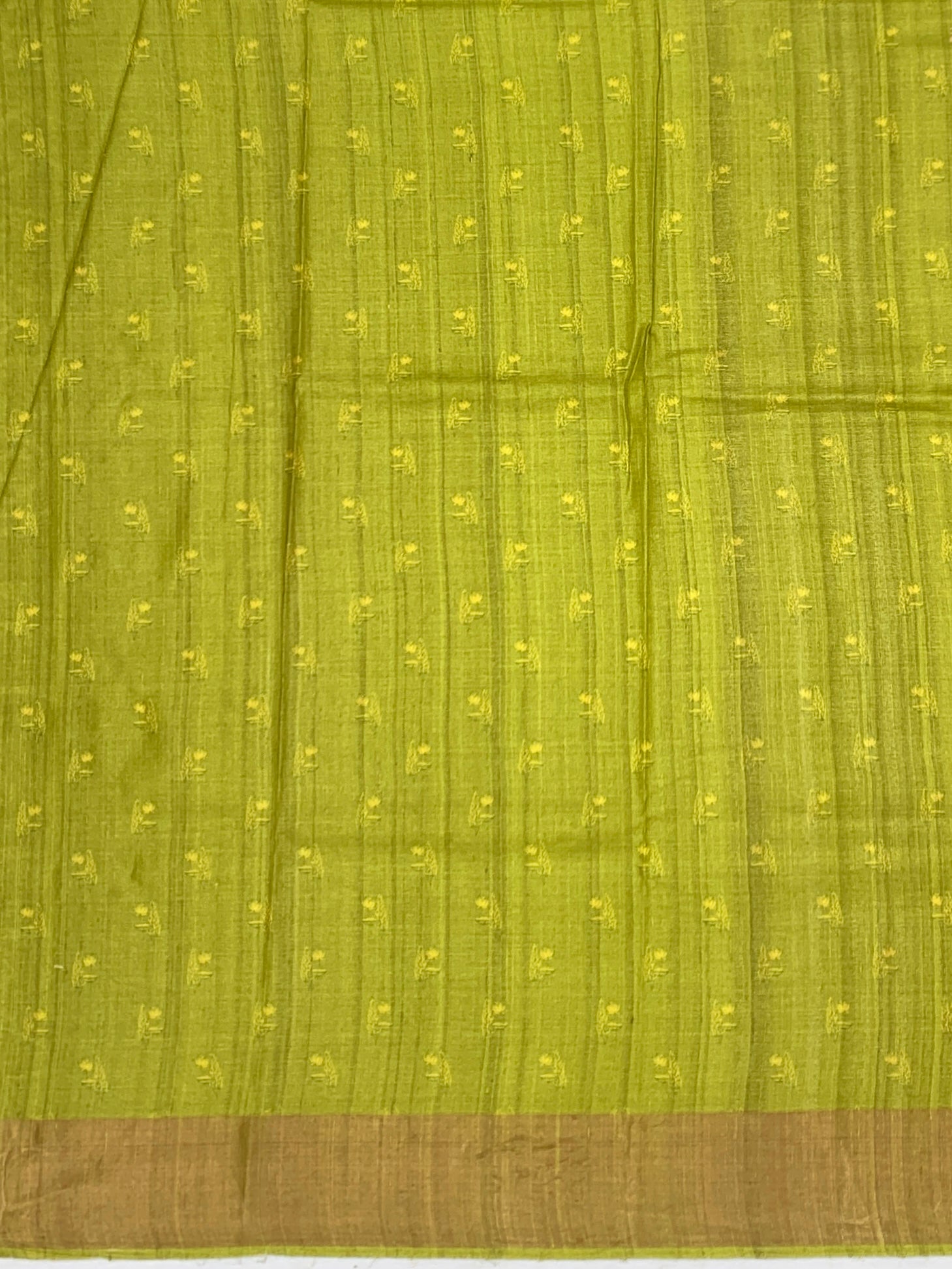 Pistachio Whimsy: Bird & Botanical Tussore Printed Saree