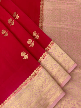 Chanderi Silk Saree Red In Colour