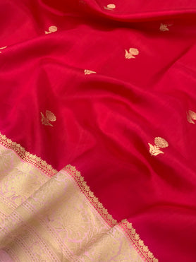 Chanderi Silk Saree Red In Colour