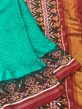 Patan Patola Bandhani Saree Rama-Green In Colour