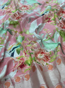 Silk Prints Saree Peach In Colour