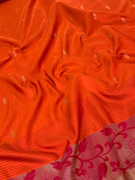 Soft Silk Saree Orange In Colour
