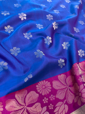 Soft Silk Saree Ink-Blue In Colour
