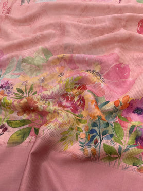 Tussore Kota Saree Peach In Colour