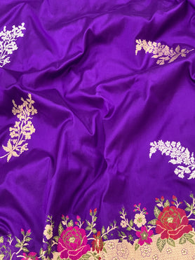 Banarasi Kadwa Weave Silk Saree Purple In Colour