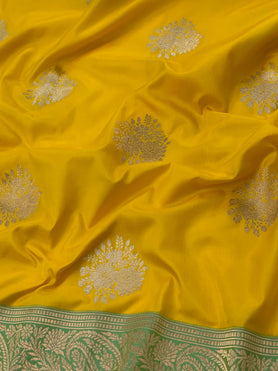Banarasi Kadwa Weave Silk Saree Yellow In Colour